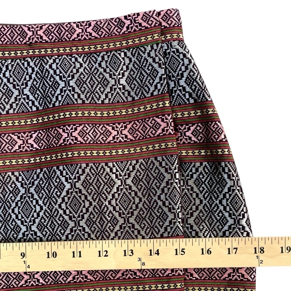 Petite Boho Chic Shiny Embroidered A-Line Skirt Silver Pink Ethnic Size XS - Picture 14 of 15